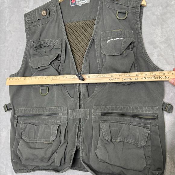 Pro Cam-FLS Vest Mens L Green Multi Pocket Utility Travel Outdoor Fishing Zip - Picture 6 of 11